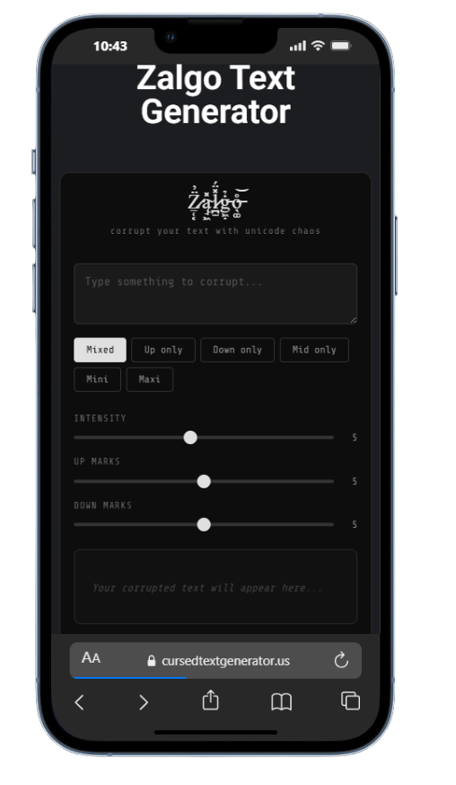 Zalgo text generator