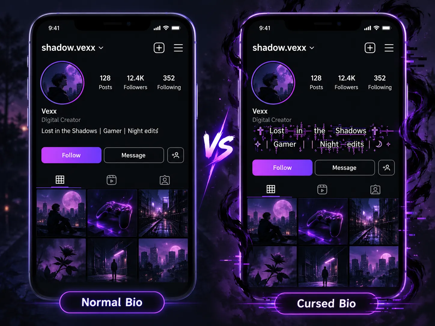 how to use cursed text in Instagram bio