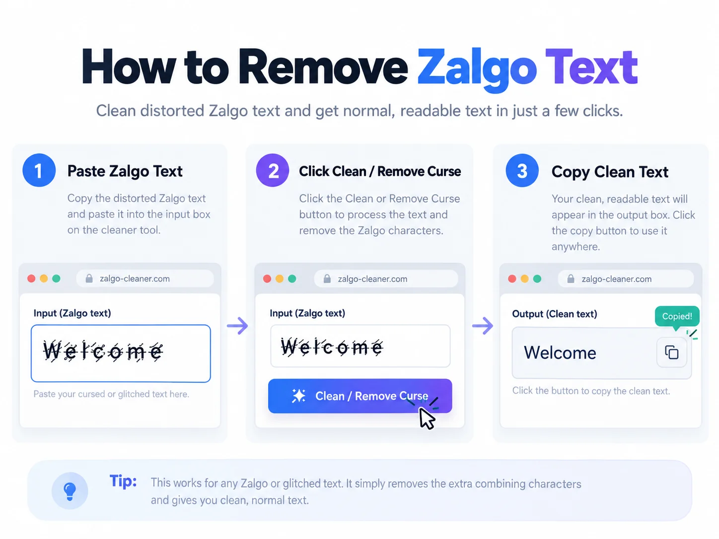 how to remove Zalgo text